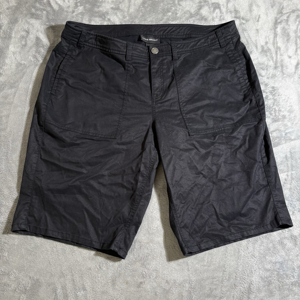 Lane Bryant Size 18W Black Shorts Lyocell Cotton Carpenter Pockets